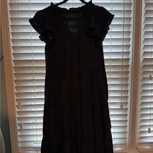 Pinch Black Ruffled Sleeve Tiered Midi Dress